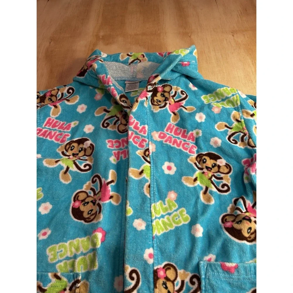 St. Eve Swim Girls Hula Dance Monkey Hooded Cover Up Robe Size L 10/12 Tropical